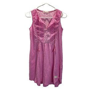 Odd Molly Anthropologie Pink eyelet embroidered  Mini Dress size S flirty, beach